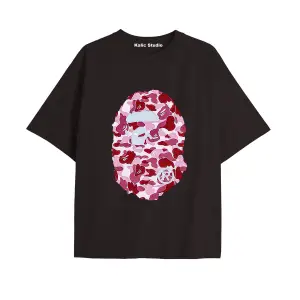 UNİSEX Bay Bape Desenli Siyah Yazlık T-shirt