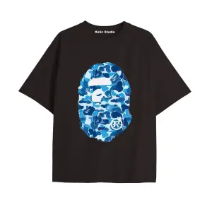UNİSEX Bay Bape Desenli Siyah Yazlık T-shirt
