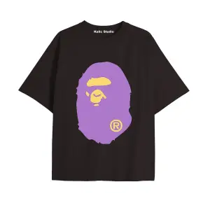 UNİSEX Bay Bape Desenli Siyah Yazlık T-shirt