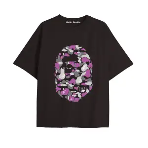 UNİSEX Bay Bape Desenli Siyah Yazlık T-shirt