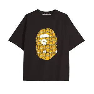 UNİSEX Bay Bape Desenli Siyah Yazlık T-shirt