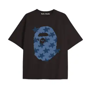 UNİSEX Bay Bape Desenli Siyah Yazlık T-shirt