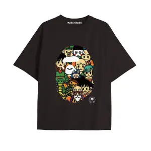 UNİSEX Bay Bape Desenli Siyah Yazlık T-shirt