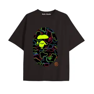 UNİSEX Bay Bape Desenli Siyah Yazlık T-shirt