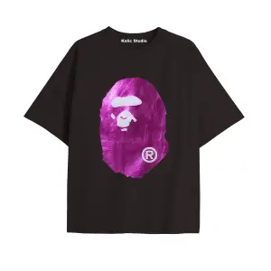 UNİSEX Bay Bape Desenli Siyah Yazlık T-shirt
