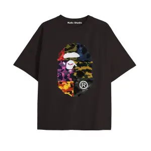 UNİSEX Bay Bape Desenli Siyah Yazlık T-shirt