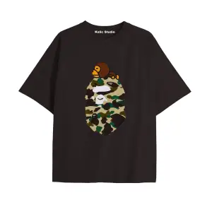 UNİSEX Bay Bape Desenli Siyah Yazlık T-shirt