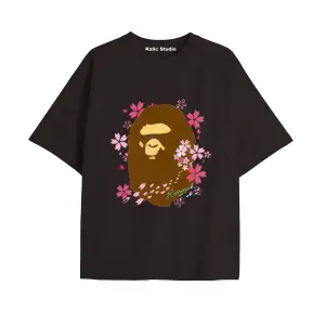 UNİSEX Bay Bape Desenli Siyah Yazlık T-shirt