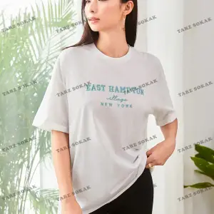 Unisex BAY  Damla Omuz Yazılı Nakışlı Üst KOD-1351