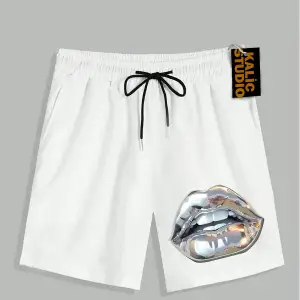 UNİSEX Bay Grillz Desenli Beyaz Yazlık ŞORT