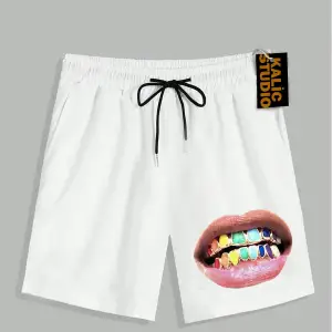 UNİSEX Bay Grillz Desenli Beyaz Yazlık ŞORT