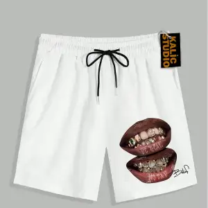 UNİSEX Bay Grillz Desenli Beyaz Yazlık ŞORT