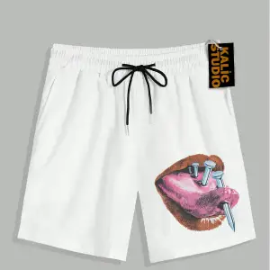 UNİSEX Bay Grillz Desenli Beyaz Yazlık ŞORT