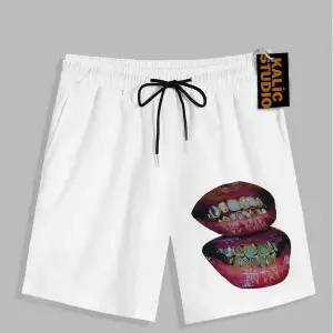 UNİSEX Bay Grillz Desenli Beyaz Yazlık ŞORT