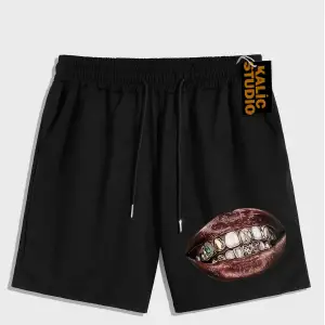 UNİSEX Bay Grillz Desenli Siyah Yazlık ŞORT