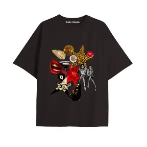 UNİSEX Bay Grillz Tee Desenli Siyah Yazlık T-shirt