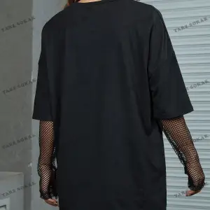 Unisex BAY  Grunge Punk Japon Harf ve Şekil Grafik Damla Omuz Tişört KOD-1344