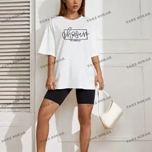 Unisex BAY  Harf Grafikli Düşük Omuzlu Tişört KOD-1322