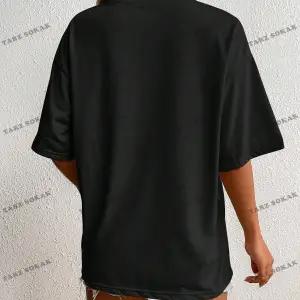 Unisex BAY  Harf Grafikli Düşük Omuzlu Tişört KOD-1373