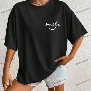 Unisex BAY  Harf Grafikli Düşük Omuzlu Tişört KOD-1373