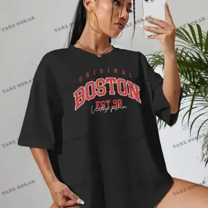 Unisex BAY  Harfli Grafik Düşük Omuz Oversize Tişört KOD-1321