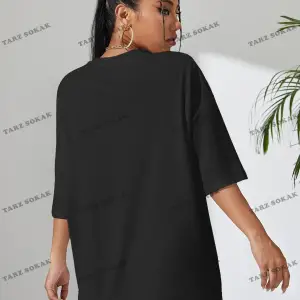 Unisex BAY  Harfli Grafik Düşük Omuz Oversize Tişört KOD-1343