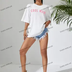 Unisex BAY  Harfli Grafik Düşük Omuz Oversize Tişört KOD-1343