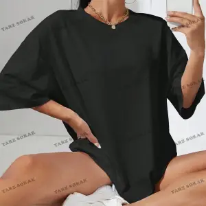 Unisex BAY  Heykel ve Slogan Baskılı Düşük Omuzlu Tişört KOD-1390