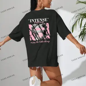 Unisex BAY  Heykel ve Slogan Baskılı Düşük Omuzlu Tişört KOD-1390