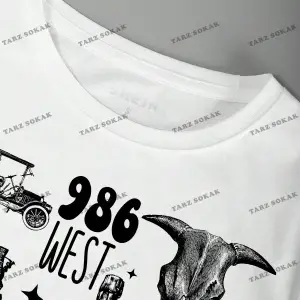 Unisex BAY  Kadın Batı Tarzı Baskılı Kısa Kollu Tişört KOD-1336