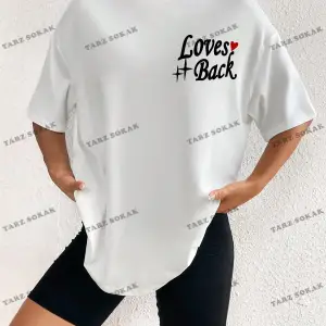 Unisex BAY  Kadın Kafatası Kafalı, Aşk Kalpli ve Harfli Baskılı Tişört KOD-1303