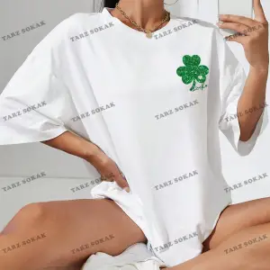 Unisex BAY  Kadın Mektup Karikatür Gülümseyen Yüz Baskı Kısa Kollu Tişört KOD-1377