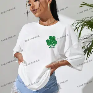 Unisex BAY  Kadın Mektup Karikatür Gülümseyen Yüz Baskı Kısa Kollu Tişört KOD-1377