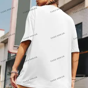 Unisex BAY  Kadın Slogan Desenli Düşük Omuz Kısa Kollu Tişört KOD-1396