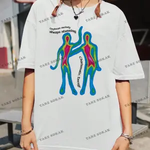 Unisex BAY  Kadın Slogan Desenli Düşük Omuz Kısa Kollu Tişört KOD-1396