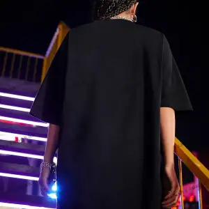 Unisex BAY  Kafatası Baskılı Düşük Omuzlu Büyük Boy Tişört KOD-1329