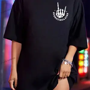 Unisex BAY  Kafatası Desenli Yuvarlak Yaka Sloganlı Kadın Tişört KOD-1327