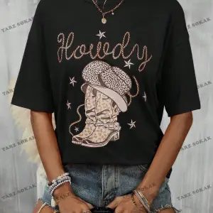 Unisex BAY  Mektup ve Şapka Desenli Damla Omuz Tişört KOD-1326