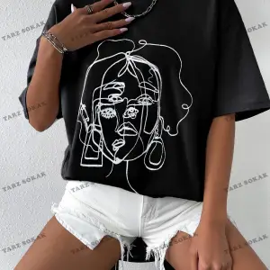 Unisex BAY  Şekil Grafiği Düşük Omuzlu Tişört KOD-1310