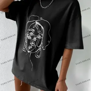 Unisex BAY  Şekil Grafiği Düşük Omuzlu Tişört KOD-1310