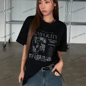 Unisex BAY  Sloganlı Grafik Düşük Omuz Tişört KOD-1378