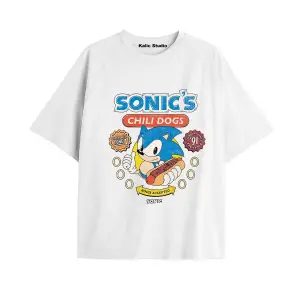 UNİSEX Bay Sonic Desenli Beyaz Yazlık T-shirt