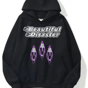 Unisex Beautiful Disaster Sweatshirt Hoodie Siyah