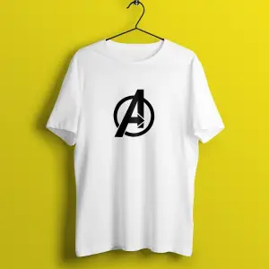 Unisex Beyaz Avengers Baskılı T-shirt