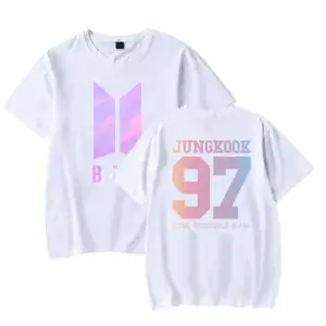 Unisex Beyaz Bts Rap Monster Tişört Ön Arka Baskı