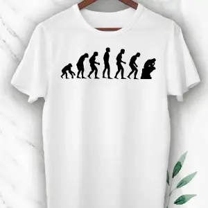 Unısex Beyaz Evolution Evrim Baskılı Tişört
