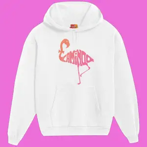 Unisex Beyaz Flamingo Baskılı Sweatshirt