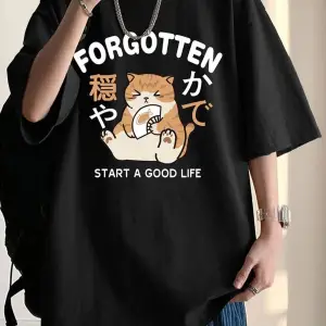 Unisex Beyaz Forgotten Oversize Bisiklet Yakak Tshirt