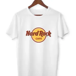 Unisex Beyaz Hardrock Baskılı T-shirt