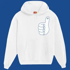 Unisex Beyaz Merci Baskılı Sweatshirt
